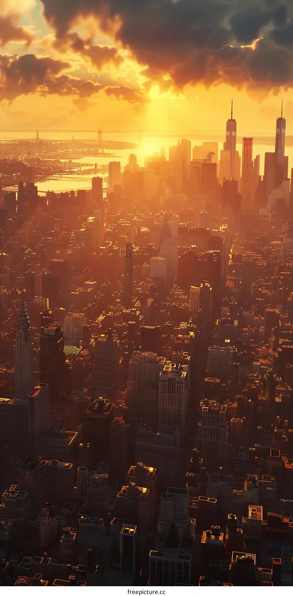 Manhattan Skyline Sunset