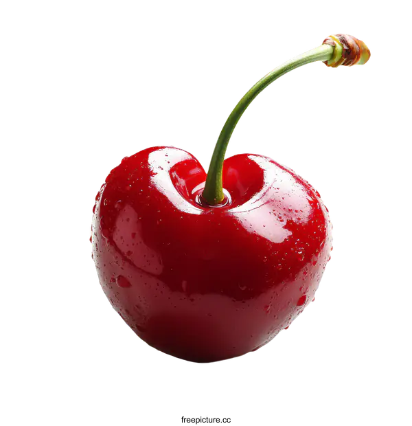 [Transparent Background PNG]Close-up of a single, perfect cherry