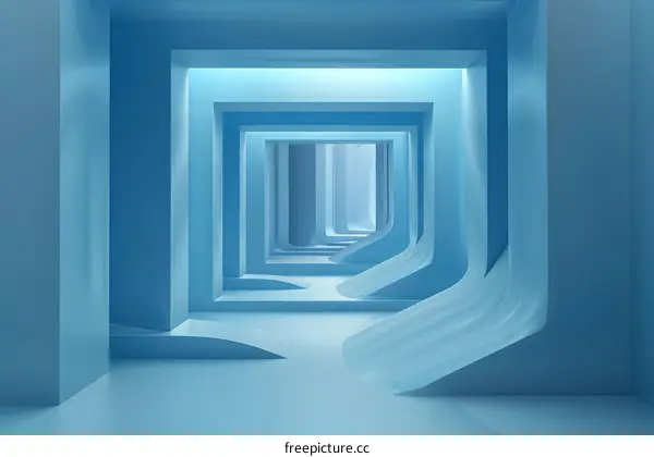 Blue futuristic sci-fi corridor interior