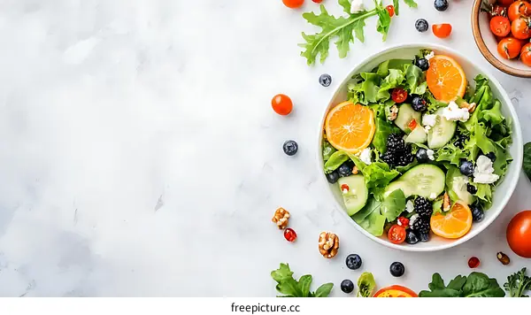 Fresh and Healthy Salad with Orange and Berries