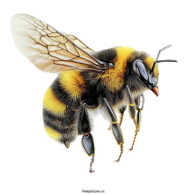 [Transparent Background PNG]Close-up Macro Photography of a Bumble Bee in Flight