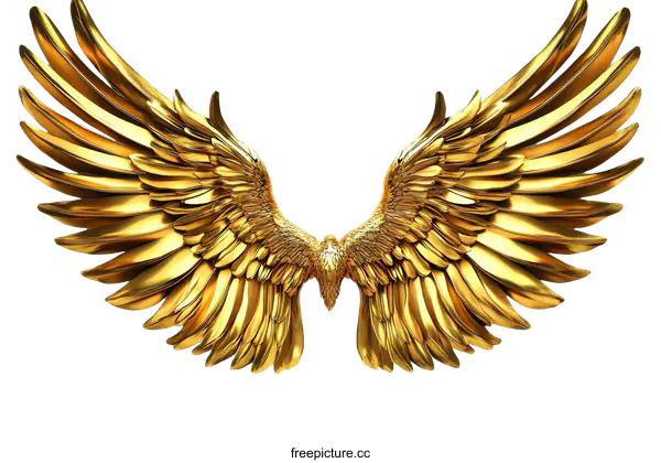 [Transparent Background PNG]Golden Wings of the Angels Art Illustrtion