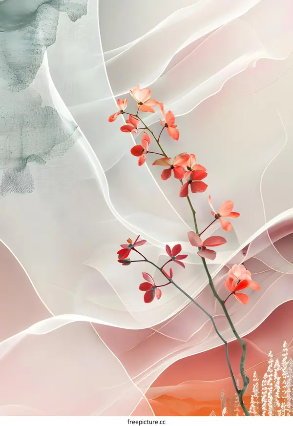 Abstract Floral Design with Wavy Lines