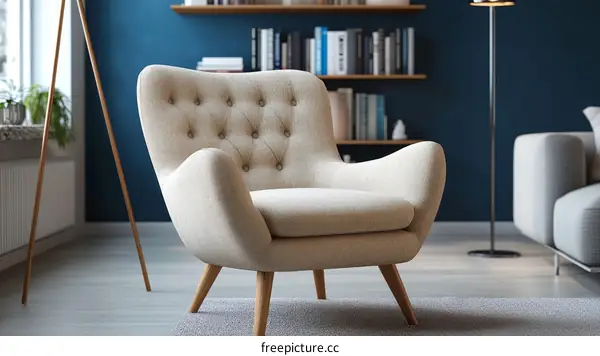 Modern Beige Armchair in a Cozy Living Room