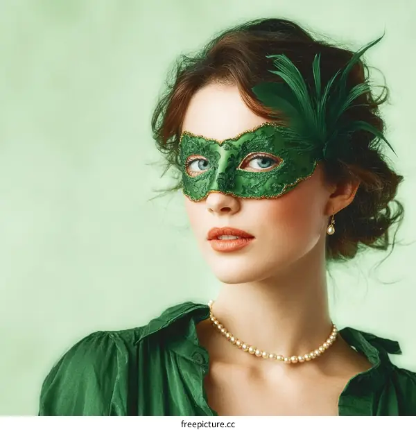 Green Mask Woman Portrait Fashion Photo