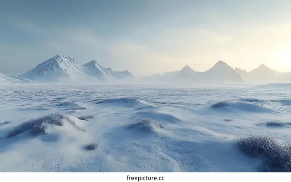 Winter Snowy Mountains Landscape Illustration
