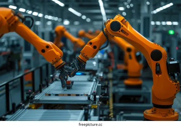 Robotic arms in a factory