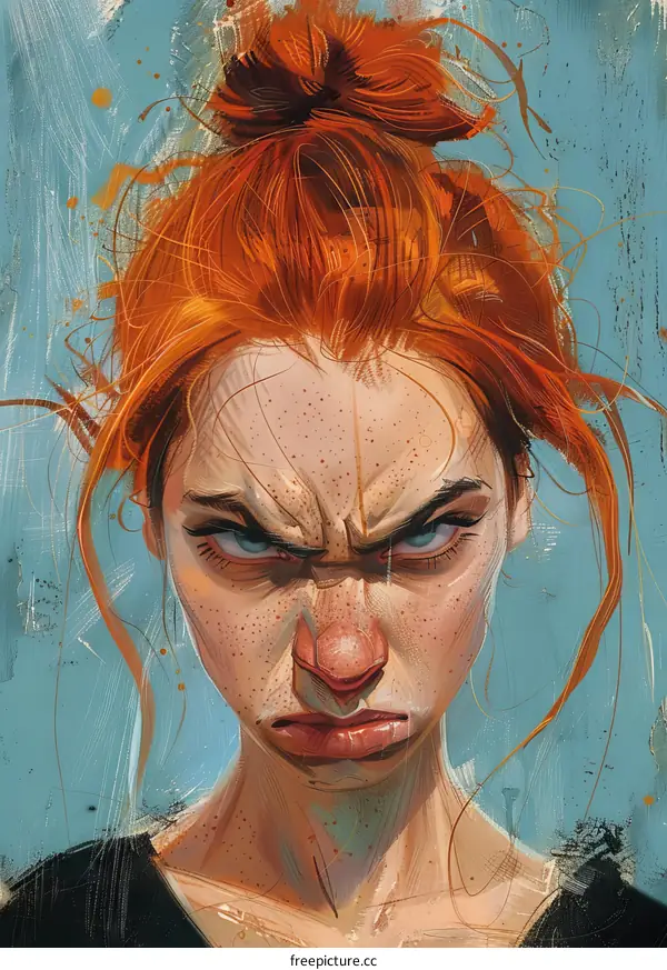 redhead woman frowning
