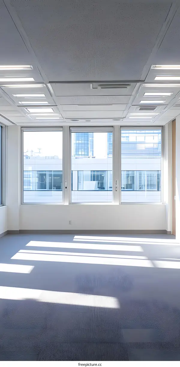 Empty Modern Office Space with Large Windows