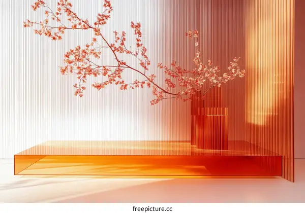 Modern Aesthetic Interior Scene with Transparent Objects