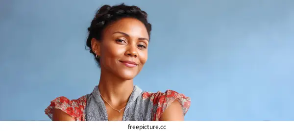 Smiling Black Woman Portrait Studio Shot