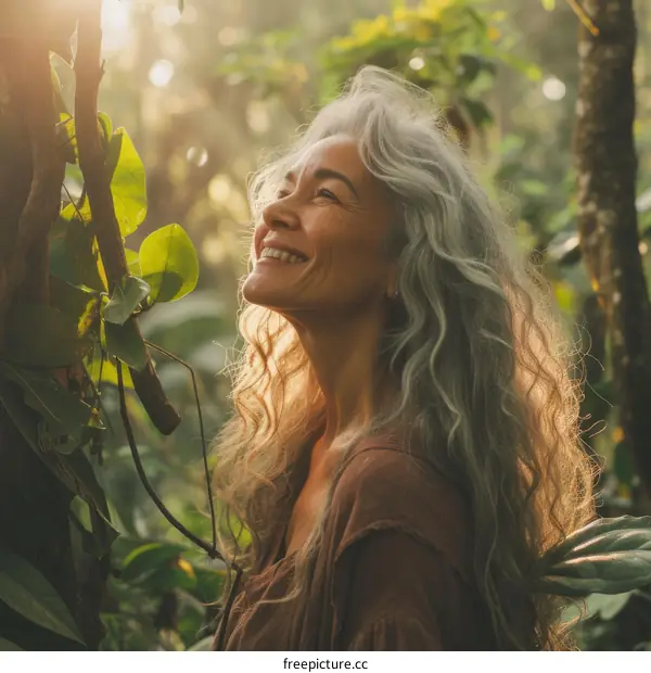 Portrait of a happy woman in nature