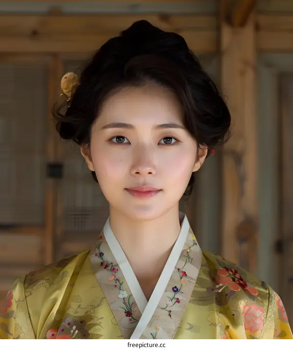 Portrait of a young Korean woman in traditional dress