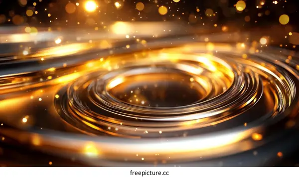 Abstract Golden Rings with Sparkling Effect