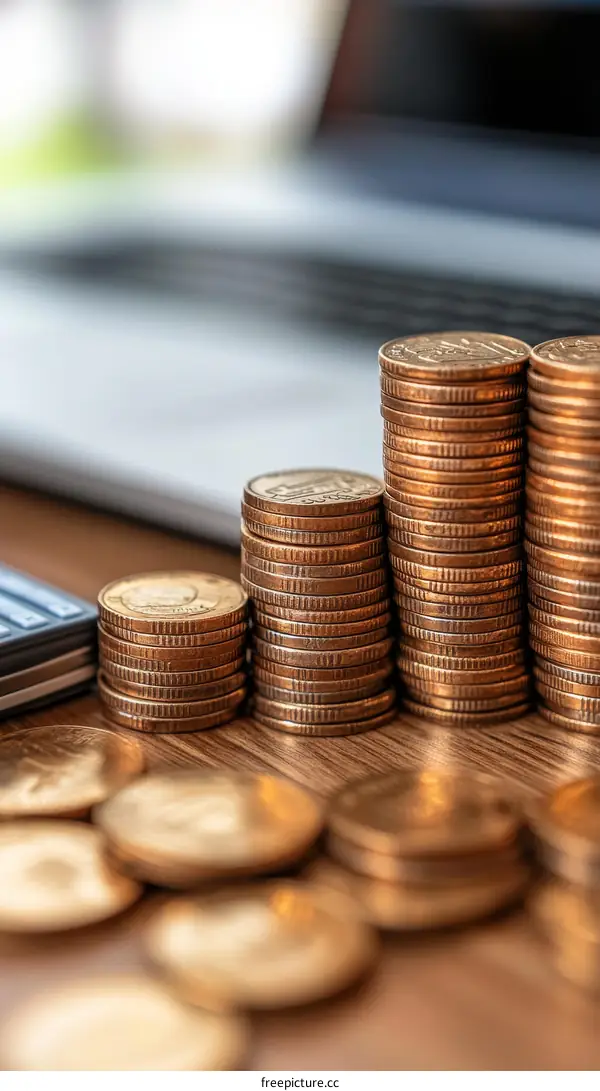 Stacked Coins Representing Growth and Savings