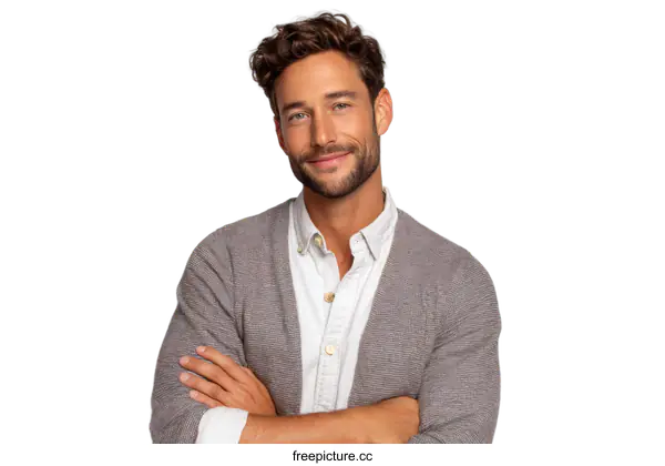 [Transparent Background PNG]Confident Caucasian Man Posing Portrait