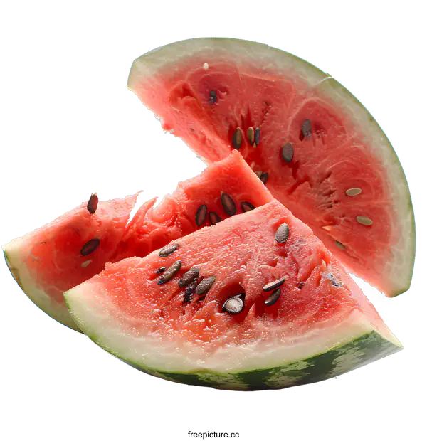 [Transparent Background PNG]Slices of Fresh Watermelon on White Background