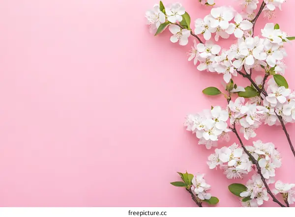 Pink Background with White Flowers