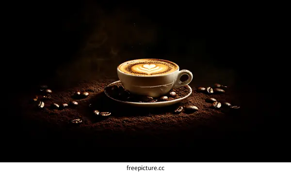 Cappuccino Art on Dark Background