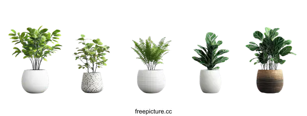 [Transparent Background PNG]Indoor Plants in Stylish Pots - Modern Home Decor