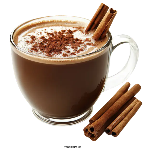 [Transparent Background PNG]Delicious Hot Chocolate with Cinnamon Sticks