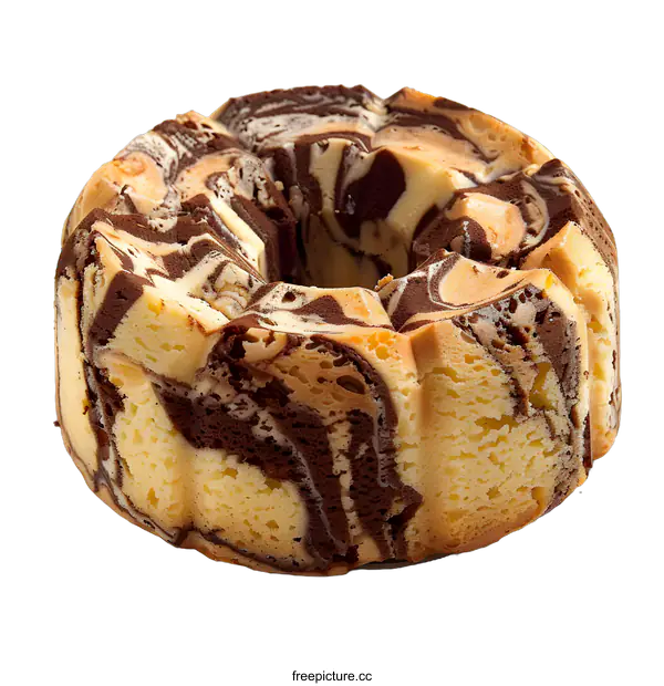 [Transparent Background PNG]A marbled bundt cake on a white background