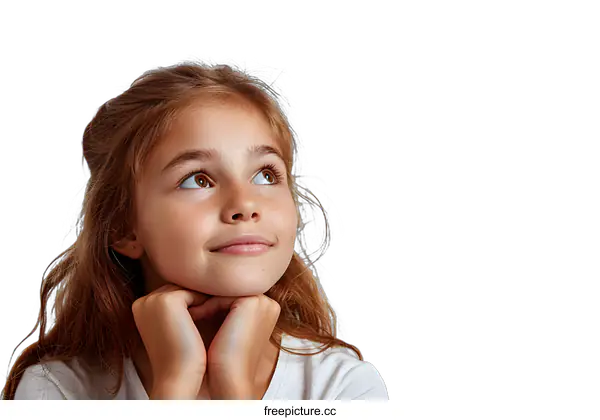 [Transparent Background PNG]Portrait of a happy young girl with freckles