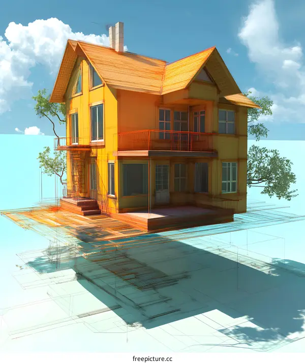 Floating House Architecture Design Illustration