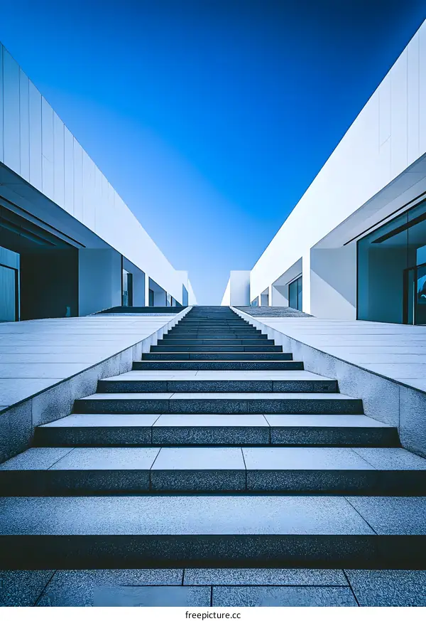 Modern Architecture Stairway with Blue Sky