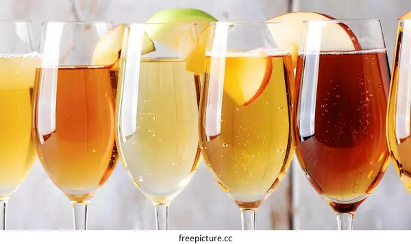 Apple Cider Mimosa Cocktail Drinks in Glasses