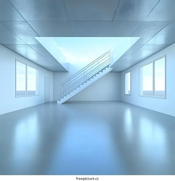 Modern Architecture Interior Design with Staircase and Skylight