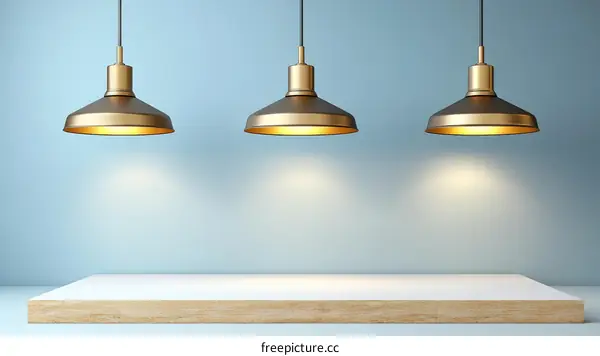 Stylish Minimalist Interior Scene with Pendant Lights