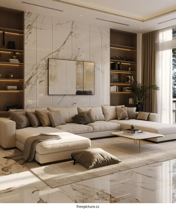 Modern Minimalist Living Room Design with Sunlight