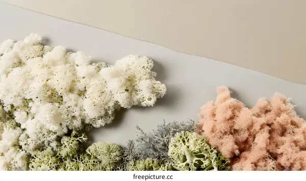 Beige and White Dried Moss Background