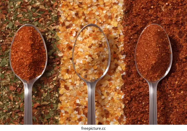 Different Spices in Spoons