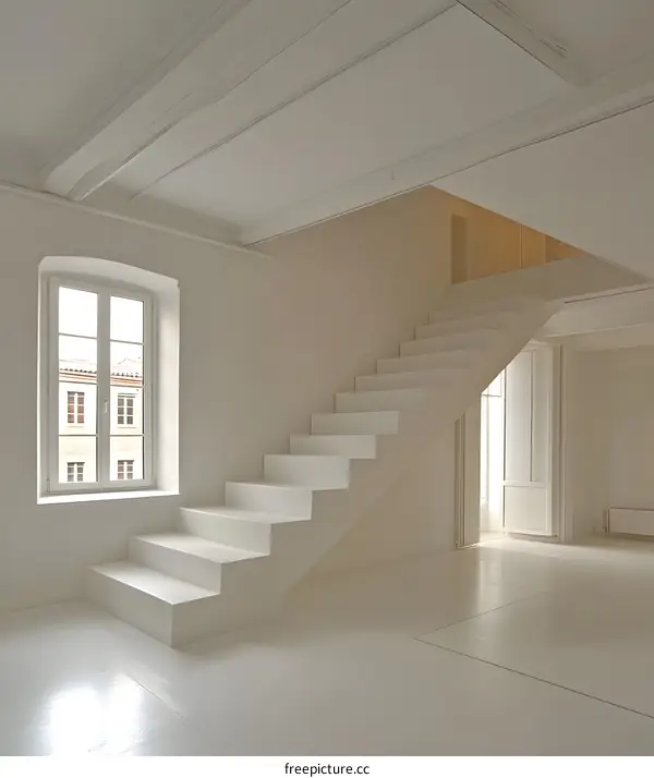 White Staircase in Minimalist Interior Design