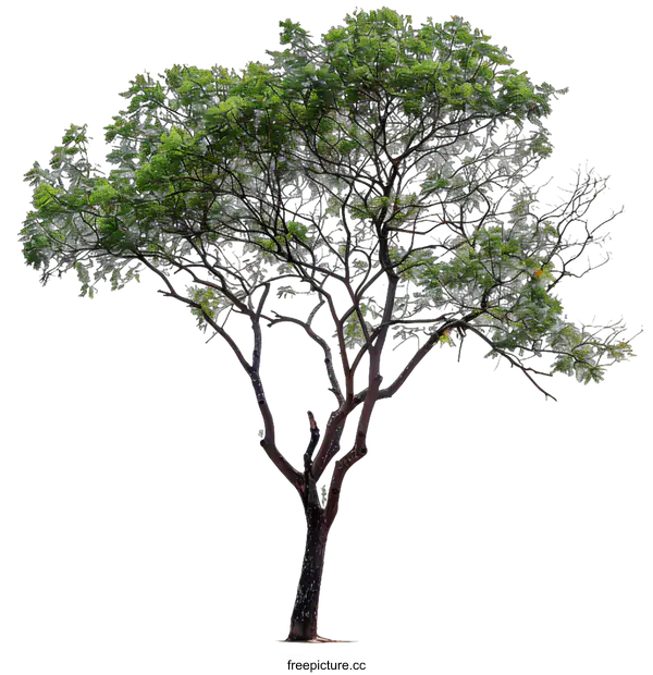 [Transparent Background PNG]Isolated Tree with Green Leaves on a White Background