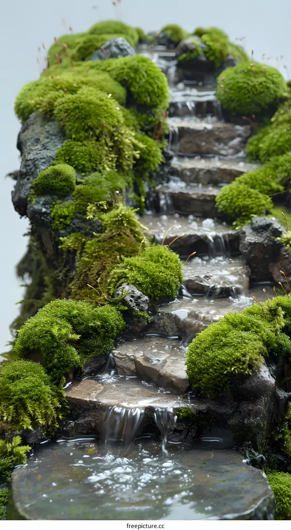 Green Moss Waterfall Nature Garden