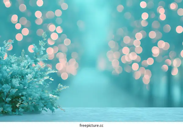 Teal Bokeh Background with Soft Plants