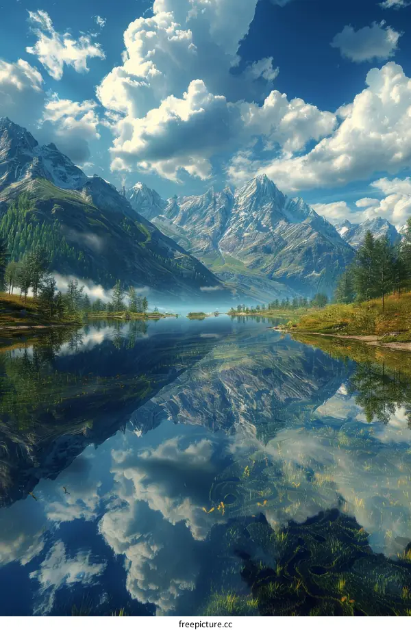 Serene Mountain Lake Scenery with Reflection
