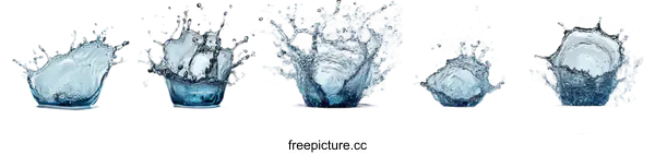 [Transparent Background PNG]Water Splash Illustrations Set