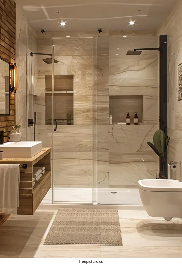 Modern Beige Bathroom Interior Design