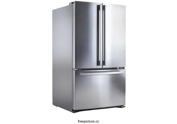 [Transparent Background PNG]Modern Stainless Steel Double Door Refrigerator