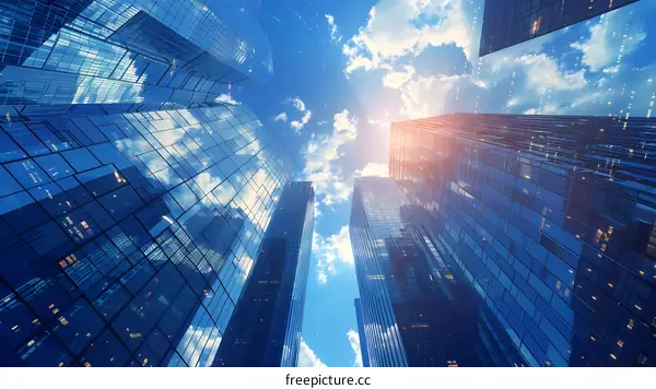 Looking up at a skyscraper