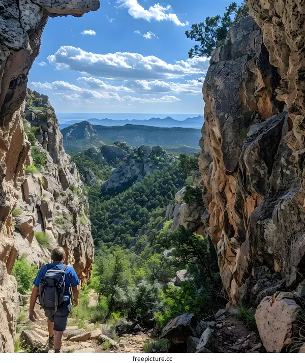 Man hiking in a canyon