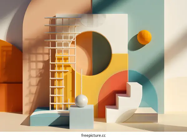 Abstract Geometric Shapes 3D Illustration Design
