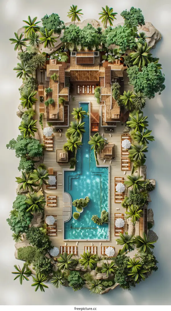 Aerial View of Exclusive Tropical Beach Resort Hotel