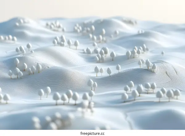 White Minimalist Landscape with Trees