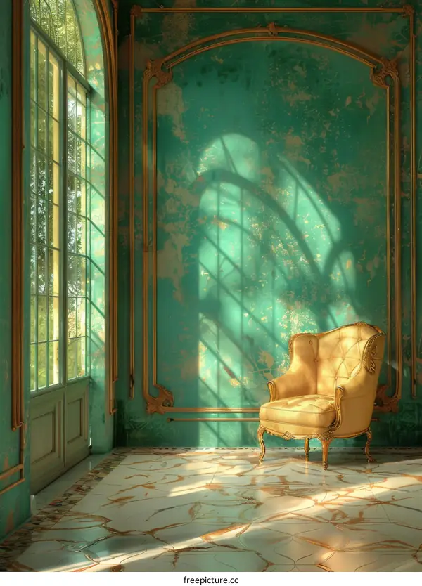 Vintage Interior Design with Sunlight and Luxury Chair