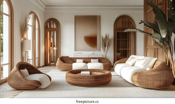 Modern Woven Furniture Living Room Interior
